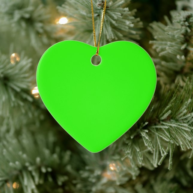Neon Green Heart Ceramic Ornament (Tree)