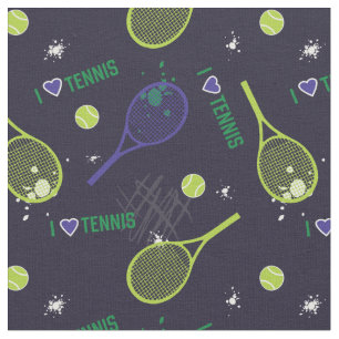Neon green I love tennis, custom tile size Fabric