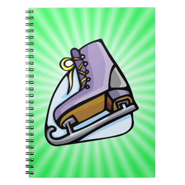 Neon Green Ice Skate. Spiral Notebook (Front)
