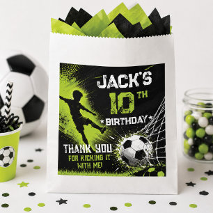 Neon Green Kick Off the Fun Soccer Birthday Party Favour Bags