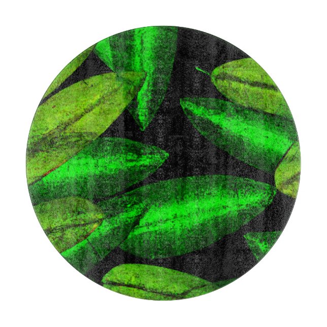 Neon Green Leaves Art. Buy Now Cutting Board (Front)