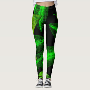 Neon Green Leaves Art. Buy Now Leggings