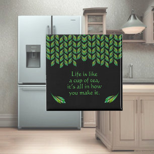 Neon green leaves - fractal art, irish saying,  magnet