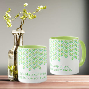 Neon green leaves - fractal art, irish saying, mug