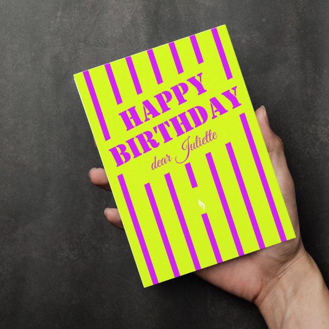 Neon green lilac happy birthday greeting car (Creator Uploaded)