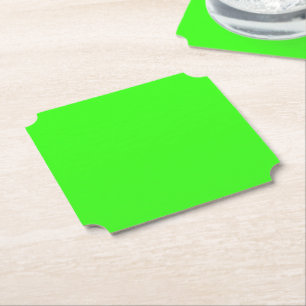 Neon Green Modern Paper Coaster – Customizable