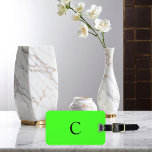 Neon Green Monogram Initial Gift Custom Name Favou<br><div class="desc">Monogrammed initial and also personal details like name,  address,  phone number and email all of which you can edit. Designed with attractive solid neon green colour background,  you can change the colour if you wish. Cool travel gift idea for him or her.</div>