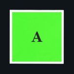 Neon Green Monogram Initial White Custom Modern Napkin<br><div class="desc">Designed with text template for monogrammed initial which you can customise! You may also change the background colour as you like.</div>