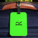 Neon Green Monograms Wedding Birthday Gift Favour Luggage Tag<br><div class="desc">Monogrammed initial text template designed with attractive solid neon green colour background,  you can change the colour if you wish. Cool travel gift idea for him or her.</div>