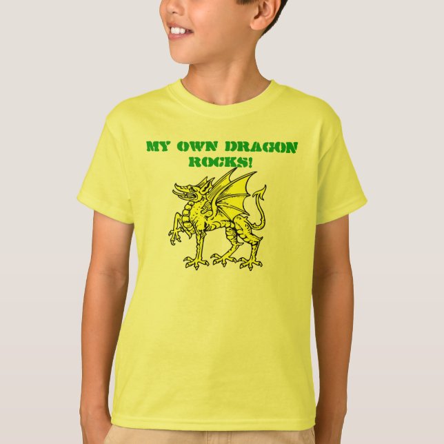 Neon Green MY OWN DRAGON ROCKS! Kid's T-Shirt (Front)