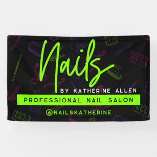 Neon Green Nails Nail Salon Sign
