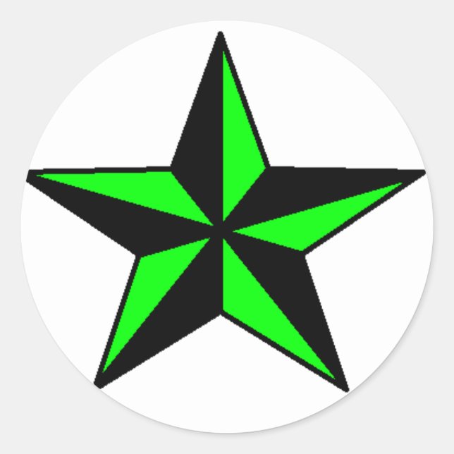 Neon Green Nautical Star Sticker Round (Front)