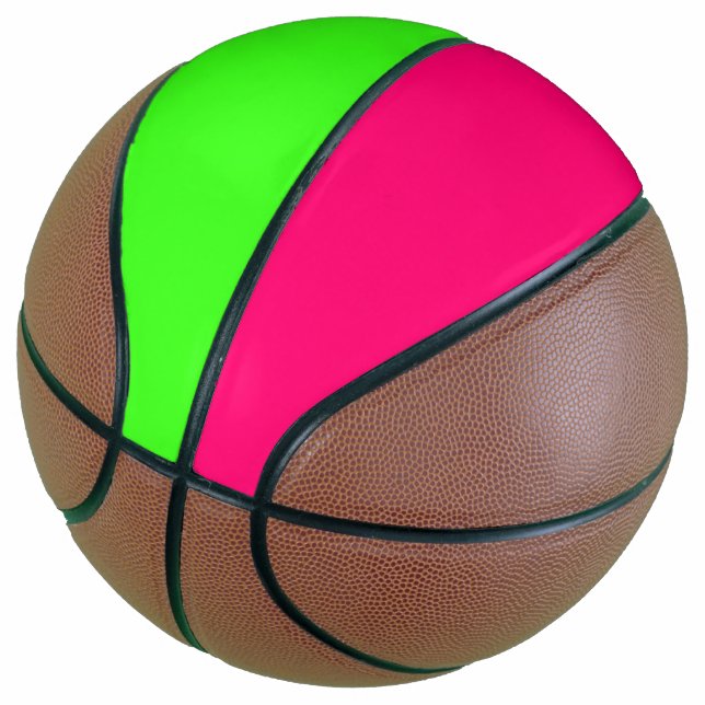 Neon Green & Neon Pink Custom Basketball (Angled)