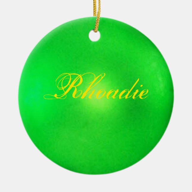 Neon Green Personalised Holiday Ceramic Tree Decoration (Front)