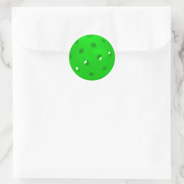 Neon Green Pickleball Classic Round Sticker (Bag)