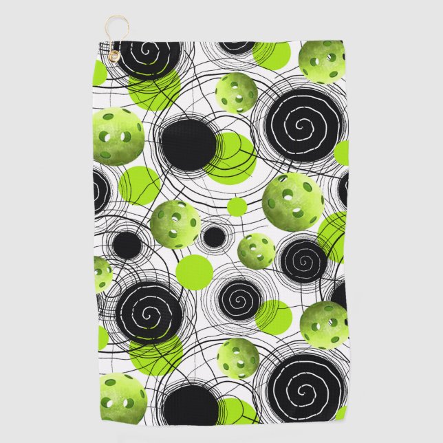 Neon Green Pickleball Pattern Sweat Towel (Front)