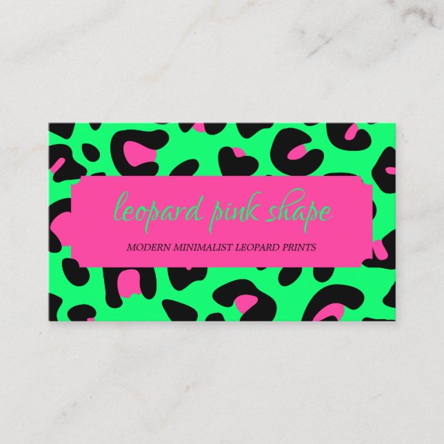 Neon Green Pink Leopard Business Card (Front)