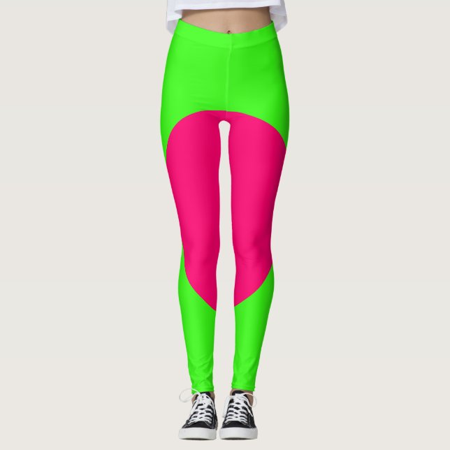 Neon Green & Pink Statement Leggings – Customise (Front)