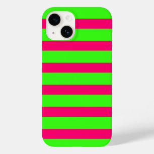 Neon Green & Pink Striped iPhone Case – Customise
