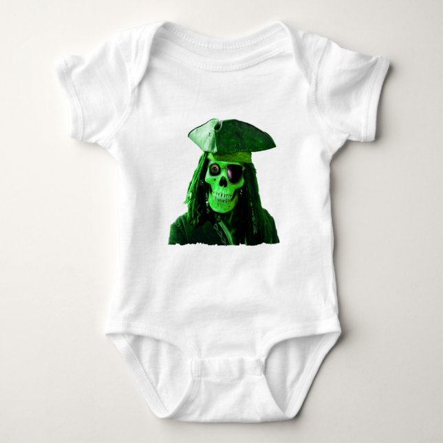 Neon Green Pirate with skully & patch Baby Bodysuit (Front)