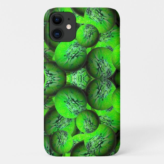 Neon green planets - pattern in 3D optics  Case-Mate iPhone Case (Back)