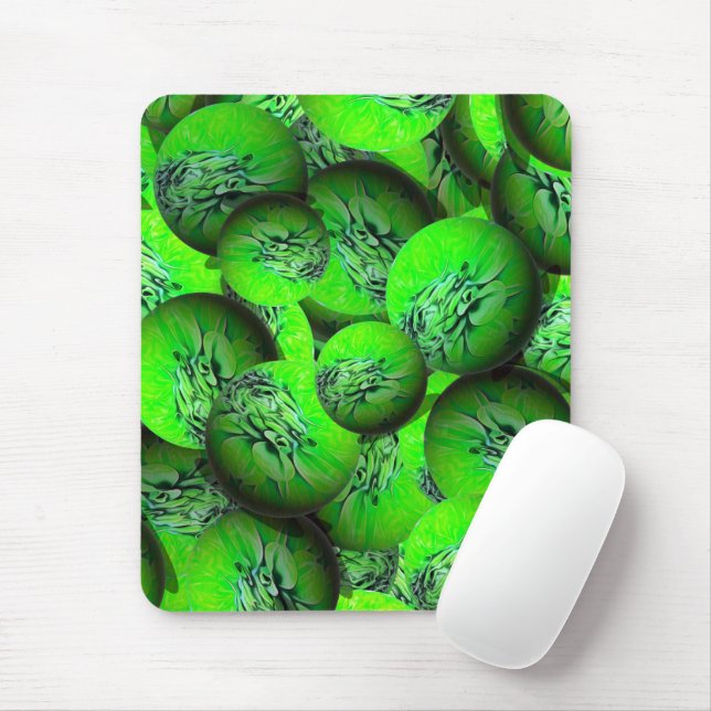 Neon green planets - pattern in 3D optics  Mouse Pad (With Mouse)