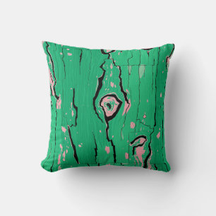 Neon Green Pop Art Wood Grain Abstract Bark Cushion
