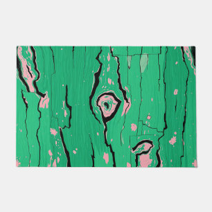 Neon Green Pop Art Wood Grain Abstract Bark  Doormat