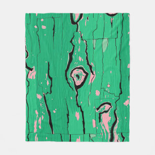 Neon Green Pop Art Wood Grain Abstract Bark Fleece Blanket