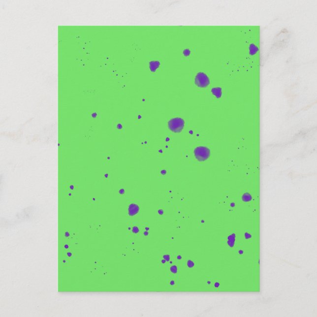 Neon Green Purple Splotches Postcard (Front)