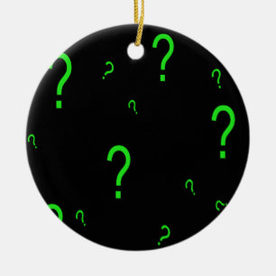 Neon Green Question Mark Ceramic Tree Decoration