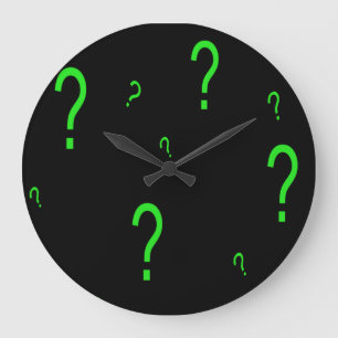 Neon Green Question Mark Large Clock