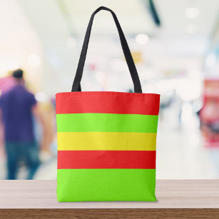 Neon Green, Red and Yellow Solid Colour Summer Tote Bag