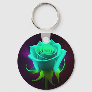 Neon Green Rose Key Ring