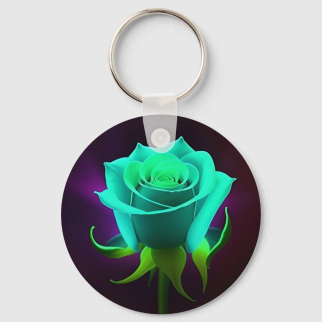 Neon Green Rose Key Ring (Front)