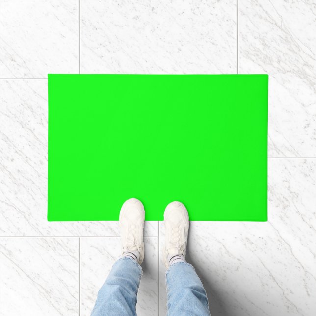 neon green screen, bright solid colour cool doormat (Indoor)
