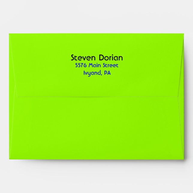 NEON GREEN SIGNS Bar Bat Mitzvah Envelope (Back (Top Flap))