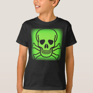 NEON GREEN SKULL AND CROSSBONES PRINT T-Shirt