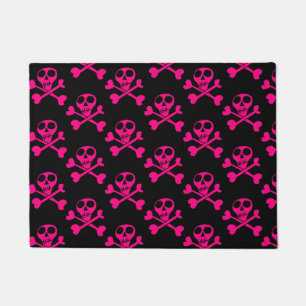 Neon Green Skull Illustration Doormat