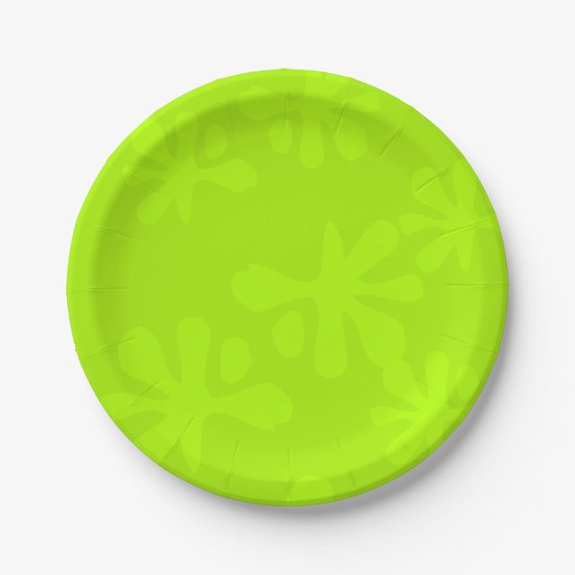 neon green slime fun kids party paper plate (Front)