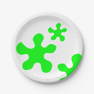 neon green slime slimy white party paper plates