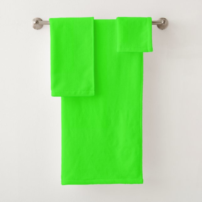Neon Green Solid Colour  Bath Towel Set (Insitu)