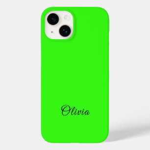 Neon Green Solid Colour Custom Name Case-Mate iPhone 14 Case