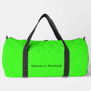 Neon Green Solid Colour Custom name Duffle Bag