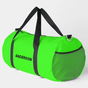 Neon Green Solid Colour Custom name  Duffle Bag