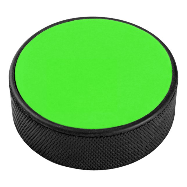 Neon Green Solid Colour  Hockey Puck (3/4)