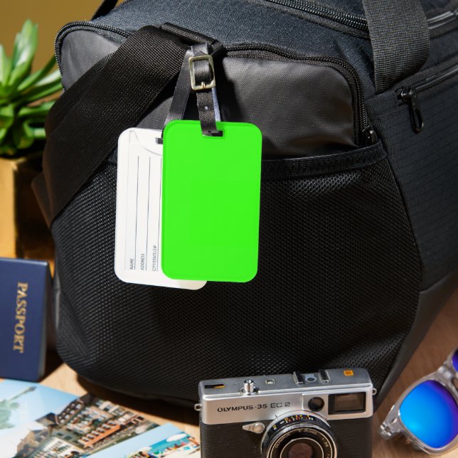 Neon Green Solid Colour  Luggage Tag (Front & Back)