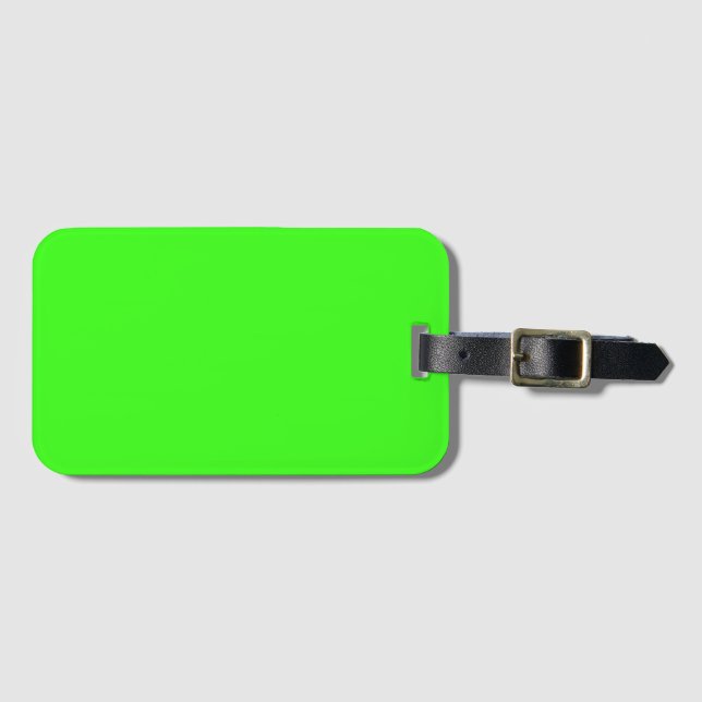 Neon Green Solid Colour Luggage Tag (Front Horizontal)