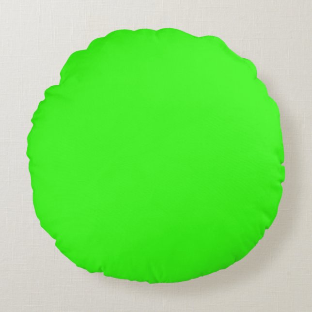 Neon Green Solid Colour Round Cushion (Front)
