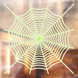 Neon green spider web Halloween decor